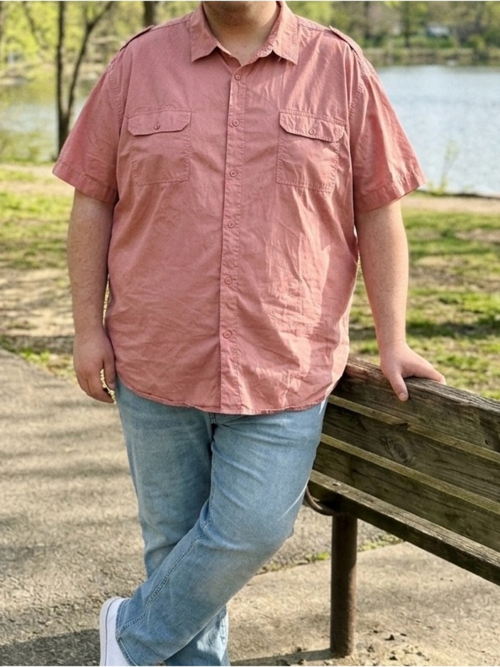 Men's Short-Sleeve Button-Down Shirt in Dusty Rose